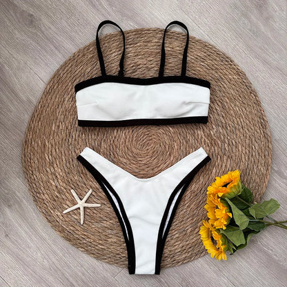 White-Black Bandeau Bikini