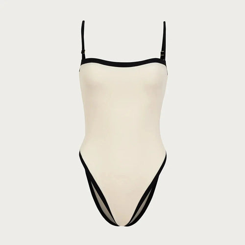 Weißer Bandeau-Badeanzug im Retro-Stil