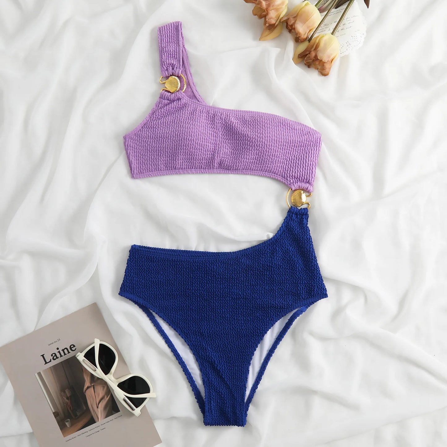 Asymmetric Violet Swimsuit